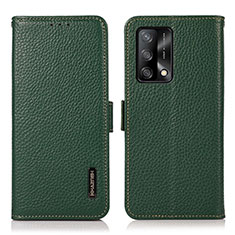 Custodia Portafoglio In Pelle Cover con Supporto B03H per Oppo F19 Verde