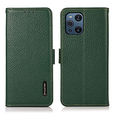 Custodia Portafoglio In Pelle Cover con Supporto B03H per Oppo Find X3 5G Verde