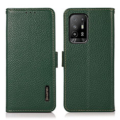 Custodia Portafoglio In Pelle Cover con Supporto B03H per Oppo Reno5 Lite Verde