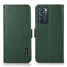 Custodia Portafoglio In Pelle Cover con Supporto B03H per Oppo Reno6 5G Verde