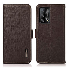 Custodia Portafoglio In Pelle Cover con Supporto B03H per Oppo Reno6 Lite Marrone