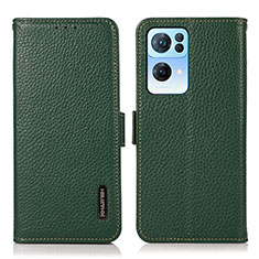 Custodia Portafoglio In Pelle Cover con Supporto B03H per Oppo Reno7 Pro 5G Verde