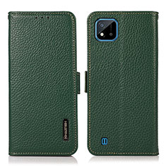 Custodia Portafoglio In Pelle Cover con Supporto B03H per Realme C11 (2021) Verde