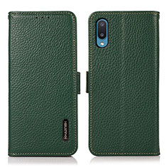 Custodia Portafoglio In Pelle Cover con Supporto B03H per Samsung Galaxy A02 Verde