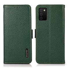 Custodia Portafoglio In Pelle Cover con Supporto B03H per Samsung Galaxy A02s Verde