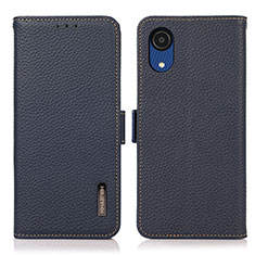 Custodia Portafoglio In Pelle Cover con Supporto B03H per Samsung Galaxy A03 Core Blu