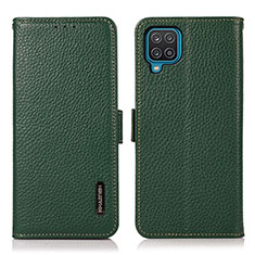 Custodia Portafoglio In Pelle Cover con Supporto B03H per Samsung Galaxy F12 Verde