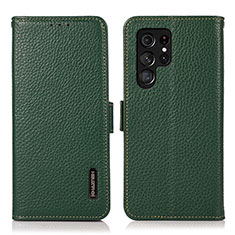 Custodia Portafoglio In Pelle Cover con Supporto B03H per Samsung Galaxy S24 Ultra 5G Verde