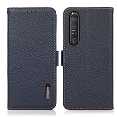 Custodia Portafoglio In Pelle Cover con Supporto B03H per Sony Xperia 1 III Blu