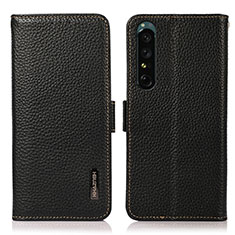 Custodia Portafoglio In Pelle Cover con Supporto B03H per Sony Xperia 1 IV Nero