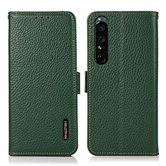 Custodia Portafoglio In Pelle Cover con Supporto B03H per Sony Xperia 1 IV SO-51C Verde