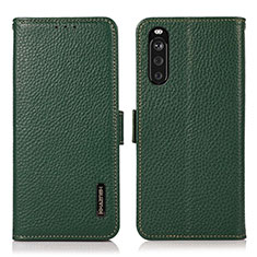 Custodia Portafoglio In Pelle Cover con Supporto B03H per Sony Xperia 10 III Lite Verde