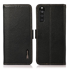 Custodia Portafoglio In Pelle Cover con Supporto B03H per Sony Xperia 10 III Nero