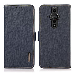 Custodia Portafoglio In Pelle Cover con Supporto B03H per Sony Xperia PRO-I Blu