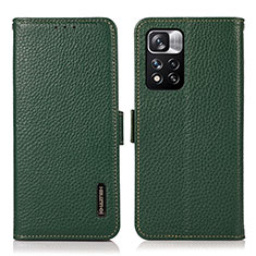 Custodia Portafoglio In Pelle Cover con Supporto B03H per Xiaomi Mi 11i 5G (2022) Verde