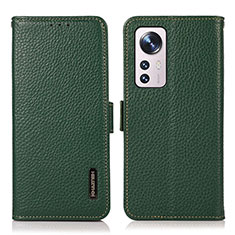 Custodia Portafoglio In Pelle Cover con Supporto B03H per Xiaomi Mi 12 5G Verde