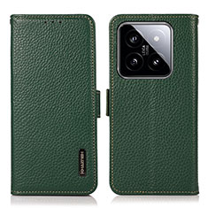 Custodia Portafoglio In Pelle Cover con Supporto B03H per Xiaomi Mi 14 Pro 5G Verde