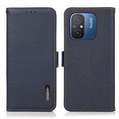 Custodia Portafoglio In Pelle Cover con Supporto B03H per Xiaomi Poco C55 Blu