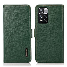 Custodia Portafoglio In Pelle Cover con Supporto B03H per Xiaomi Poco X4 NFC Verde