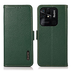 Custodia Portafoglio In Pelle Cover con Supporto B03H per Xiaomi Redmi 10 Power Verde