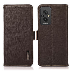 Custodia Portafoglio In Pelle Cover con Supporto B03H per Xiaomi Redmi 11 Prime 4G Marrone