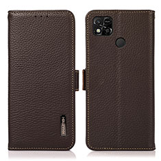 Custodia Portafoglio In Pelle Cover con Supporto B03H per Xiaomi Redmi 9 Activ Marrone