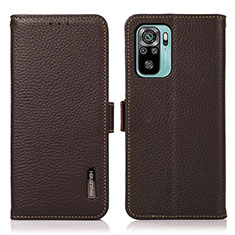 Custodia Portafoglio In Pelle Cover con Supporto B03H per Xiaomi Redmi Note 10 4G Marrone