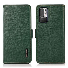 Custodia Portafoglio In Pelle Cover con Supporto B03H per Xiaomi Redmi Note 10 5G Verde