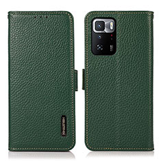 Custodia Portafoglio In Pelle Cover con Supporto B03H per Xiaomi Redmi Note 10 Pro 5G Verde