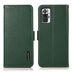 Custodia Portafoglio In Pelle Cover con Supporto B03H per Xiaomi Redmi Note 10 Pro Max Verde