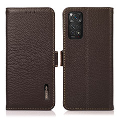 Custodia Portafoglio In Pelle Cover con Supporto B03H per Xiaomi Redmi Note 11 4G (2022) Marrone