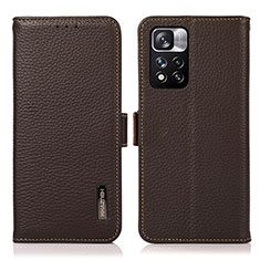 Custodia Portafoglio In Pelle Cover con Supporto B03H per Xiaomi Redmi Note 11 Pro+ Plus 5G Marrone