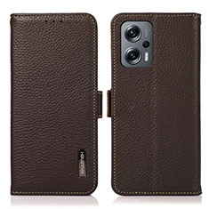 Custodia Portafoglio In Pelle Cover con Supporto B03H per Xiaomi Redmi Note 11T Pro+ Plus 5G Marrone