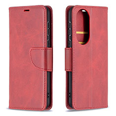 Custodia Portafoglio In Pelle Cover con Supporto B04F per Huawei P50 Rosso