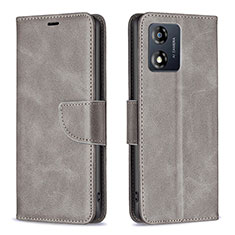 Custodia Portafoglio In Pelle Cover con Supporto B04F per Motorola Moto E13 Grigio