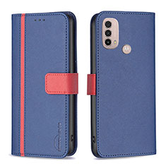 Custodia Portafoglio In Pelle Cover con Supporto B04F per Motorola Moto E20 Blu