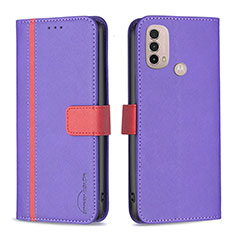 Custodia Portafoglio In Pelle Cover con Supporto B04F per Motorola Moto E20 Viola