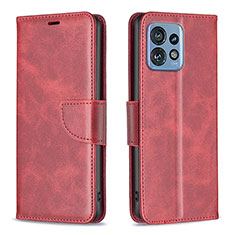 Custodia Portafoglio In Pelle Cover con Supporto B04F per Motorola Moto Edge 40 Pro 5G Rosso