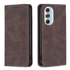 Custodia Portafoglio In Pelle Cover con Supporto B04F per Motorola Moto Edge X30 5G Marrone