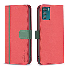 Custodia Portafoglio In Pelle Cover con Supporto B04F per Motorola Moto G42 Rosso