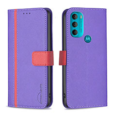 Custodia Portafoglio In Pelle Cover con Supporto B04F per Motorola Moto G71 5G Viola