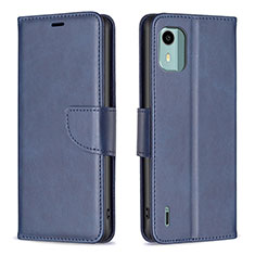 Custodia Portafoglio In Pelle Cover con Supporto B04F per Nokia C12 Blu