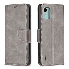 Custodia Portafoglio In Pelle Cover con Supporto B04F per Nokia C12 Plus Grigio