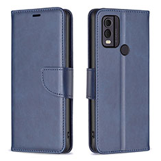 Custodia Portafoglio In Pelle Cover con Supporto B04F per Nokia C22 Blu