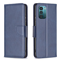 Custodia Portafoglio In Pelle Cover con Supporto B04F per Nokia G21 Blu