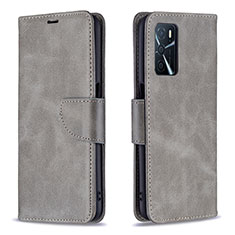 Custodia Portafoglio In Pelle Cover con Supporto B04F per Oppo A16 Grigio