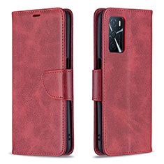 Custodia Portafoglio In Pelle Cover con Supporto B04F per Oppo A16s Rosso