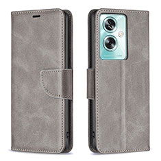 Custodia Portafoglio In Pelle Cover con Supporto B04F per Oppo A2 5G Grigio