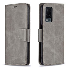 Custodia Portafoglio In Pelle Cover con Supporto B04F per Oppo A54 4G Grigio