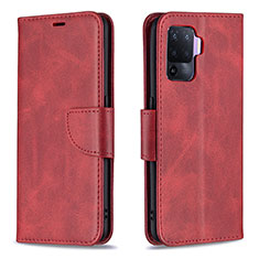 Custodia Portafoglio In Pelle Cover con Supporto B04F per Oppo A94 4G Rosso